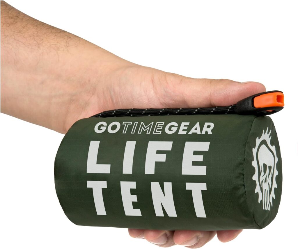 Go Time Gear Life Tent Emergency Survival Shelter – 2 Person Emergency Tent – Use As Survival Tent, Emergency Shelter, Tube Tent, Survival Tarp - Includes Survival Whistle Paracord