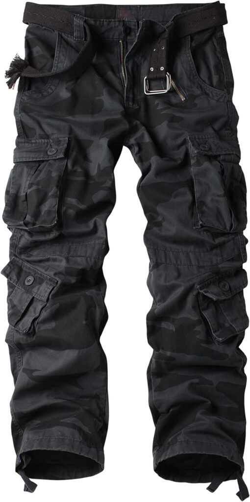 Mens BDU Casual Military Pants, Tactical Wild Army Combat ACU Rip Stop Camo Cargo Work Pants Trousers with 8 Pockets