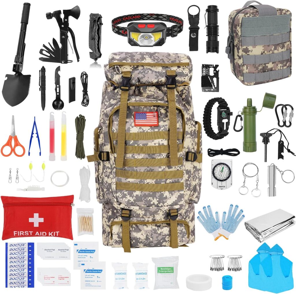 Skywod,Survival Gear Professional Kit and Large Camping Backpack,First Aid Kit for Adventure Outdoor Hiking Accessories