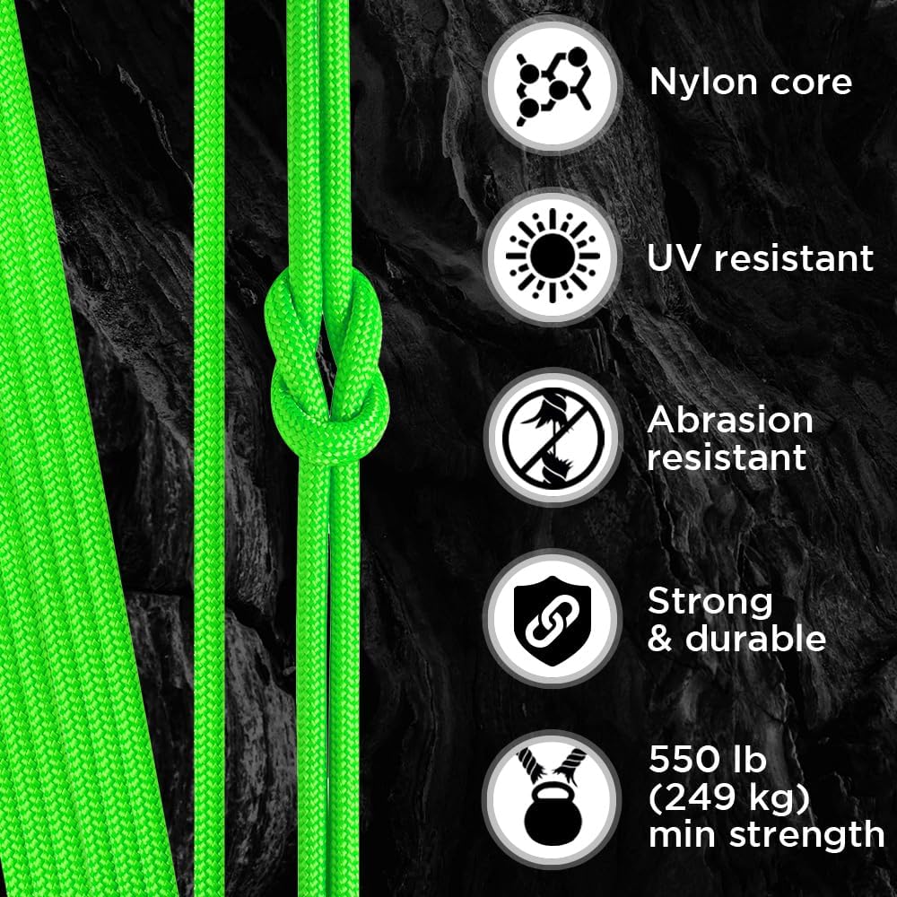 TECEUM Paracord 550 lb – Ideal for Crafting, DIY Projects, Camping, Military Active Outdoors – 40+ Colors – Tactical Parachute Cord Type III – Strong Survival Rope