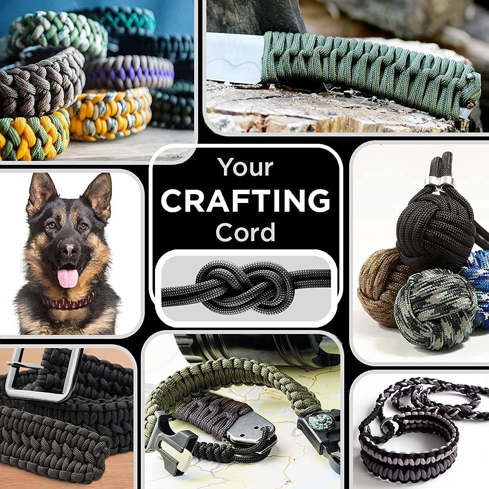 TECEUM Paracord 550 lb – Ideal for Crafting, DIY Projects, Camping, Military Active Outdoors – 40+ Colors – Tactical Parachute Cord Type III – Strong Survival Rope